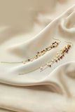 Golden Freshwater Pearl Tassel Wedding Party Earrings