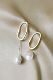 Golden Baroque Natural Textured Pearl Wedding Party Earrings