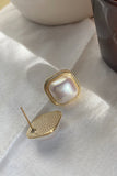 Golden Vintage Square Pearl Wedding Earrings