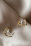 Golden Simple and Versatile Pearl Wedding Earrings