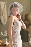 White Pearl Tulle Short Bridal Veil