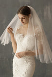 White Two-Tier Cut Out Elbow Bridal Veil