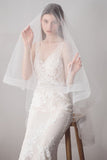 White Two-Tier Long Tulle Fingertip Bridal Veil