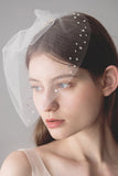 White One-Tier Tulle Bridal Veil With Beadings