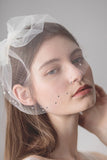 White One-Tier Tulle Bridal Veil With Beadings