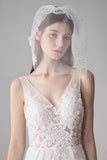 White Tulle Bridal Veil With Beadings and Flowers