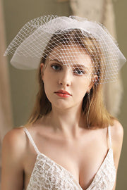 White Tulle Birdcage Veil With Mesh