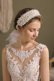 White Bridal Headband With Faux Pearl
