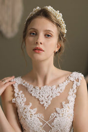 White Imitation Pearls Bridal Headband