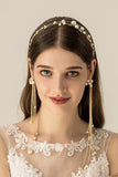 Golden Bridal Pearl Tassel Headband
