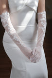Elegant White Lace Long Wedding Gloves