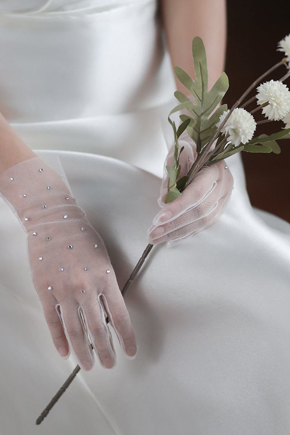 One Blushing Bride Elbow Length Wedding Veil with Beaded Lace Trim, Short Bridal Veil White / Elbow 28-30 inch / No Beading