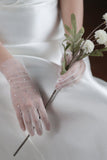 Elegant Simple Short Wedding Gloves with Beading