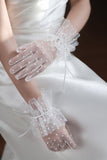 Polka Dot Lace Ribbon Wedding Gloves