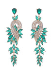 Green Wedding Earrings With Beadings and Rhinestones