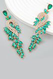 Green Wedding Earrings With Beadings and Rhinestones