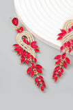 Green Wedding Earrings With Beadings and Rhinestones