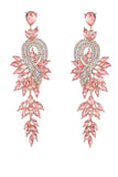 Green Wedding Earrings With Beadings and Rhinestones