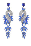 Green Wedding Earrings With Beadings and Rhinestones