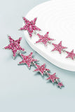 Fuchsia Five-Pointed Stars Wedding Earrings