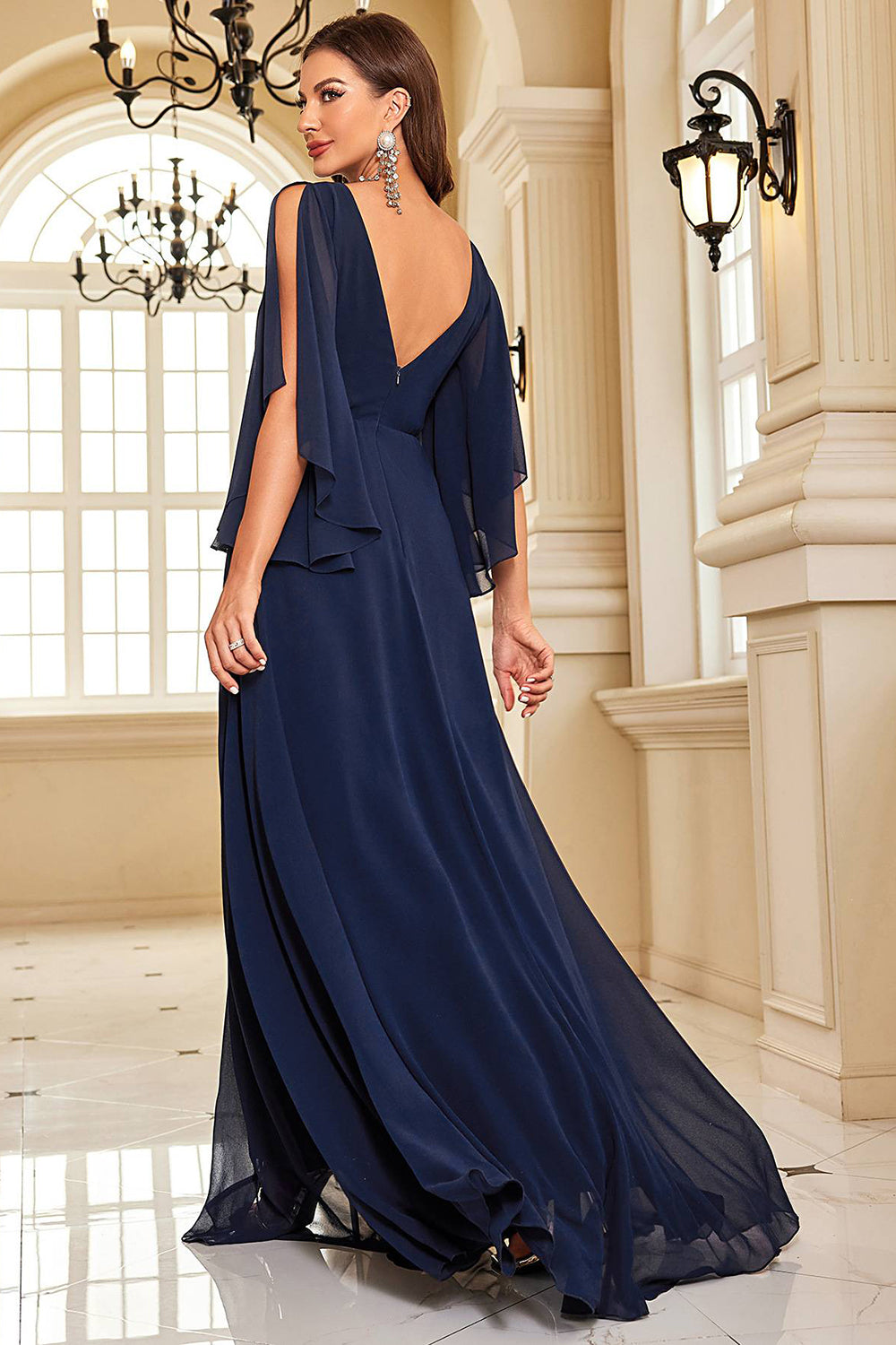 A-line Scoop Neck Sweep Train Chiffon Evening Dress With Lace #OP3210  $129.5 - GemGrace.com