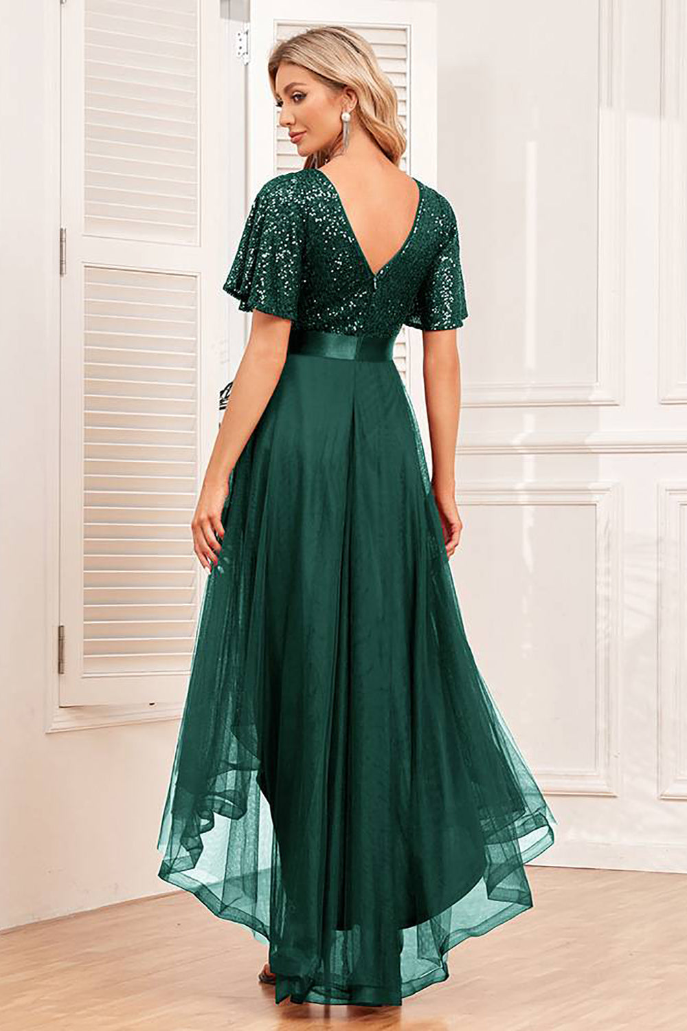 WEDTREND Women Burgundy Prom Dress A-Line High-Low Formal Dress with Sequins WEDTREND Women Burgundy Prom Dress A-Line High-Low Formal Dress with Sequins