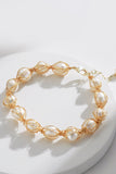 Golden Exquisite Natural Freshwater Pearls Bracelet