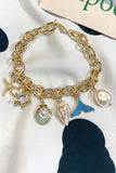 Sea Shell and Fish Tail Shaped Pendant Chain Bracelet