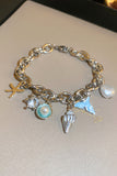 Sea Shell and Fish Tail Shaped Pendant Chain Bracelet
