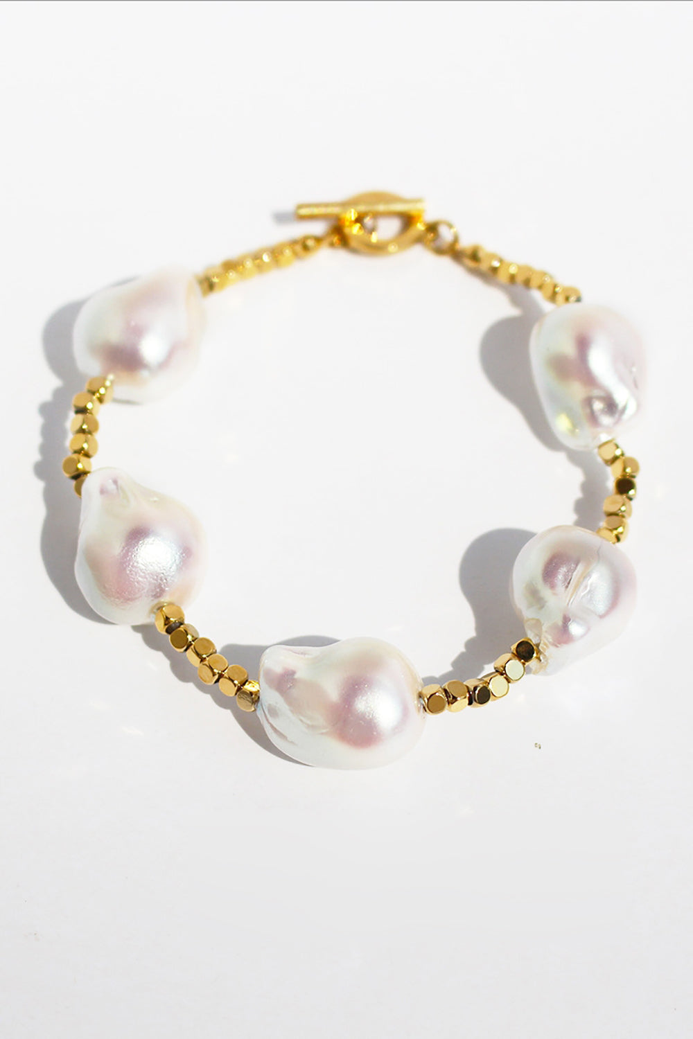 Shaped Pearl Gold Bracelet