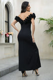 Black Off The Shoulder Long Prom Dress with Slit