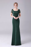 Dark Green Mermaid Square Neck Long Mother Of the Bride Dress