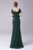 Dark Green Mermaid Square Neck Long Mother Of the Bride Dress