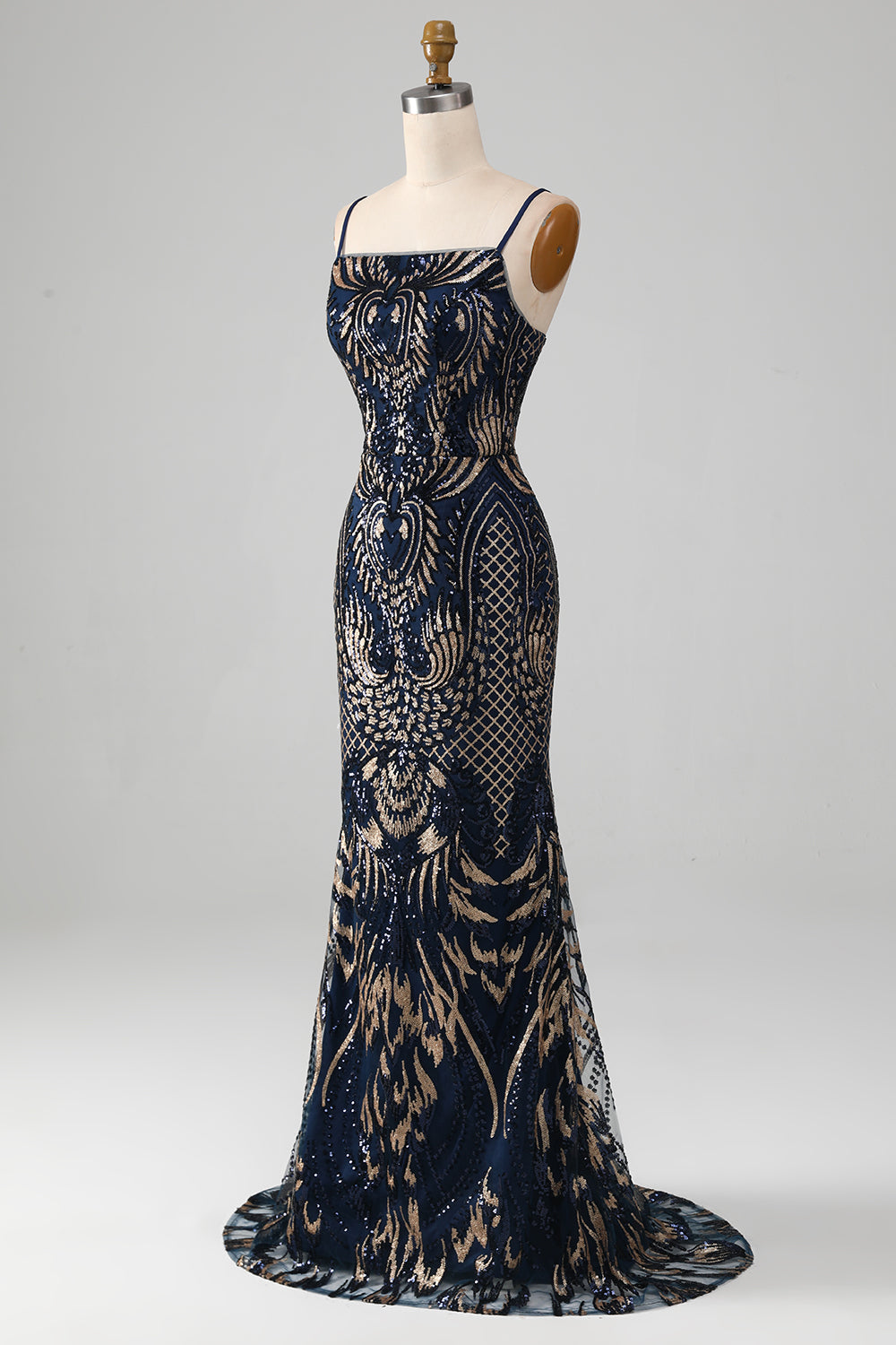 Wedtrend Women Sparkly Navy Mermaid Prom Dress Spaghetti Straps Long Formal Dress, Navy / US16 Wedtrend Women Sparkly Navy Mermaid Prom Dress Spaghetti Straps Long Formal Dress, Navy / US16