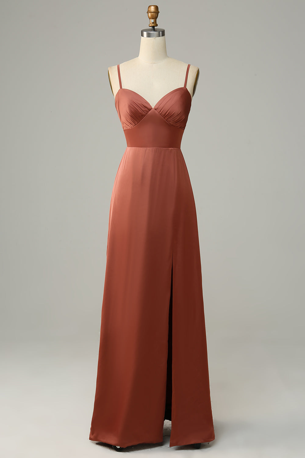 Wedtrend Women Brick Red Long Bridesmaid Dress Sheath Spaghetti Straps Formal Dress With Slit WEDTREND Wedtrend Women Brick Red Long Bridesmaid Dress Sheath Spaghetti Straps Formal Dress With Slit WEDTREND
