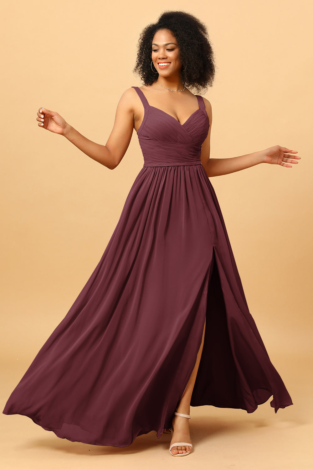 Wedtrend Women Bridesmaids Spaghetti Straps Long Chiffon Bridesmaid Dress with Slit WEDTREND Wedtrend Women Bridesmaids Spaghetti Straps Long Chiffon Bridesmaid Dress with Slit WEDTREND