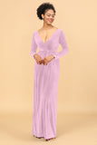 Sheath Deep V-Neck Backless Floor-Length Velvet Bridesmaid Dress