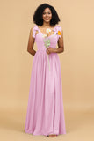 Sweetheart Sleeveless Long Chiffon Bridesmaid Dress with Slit