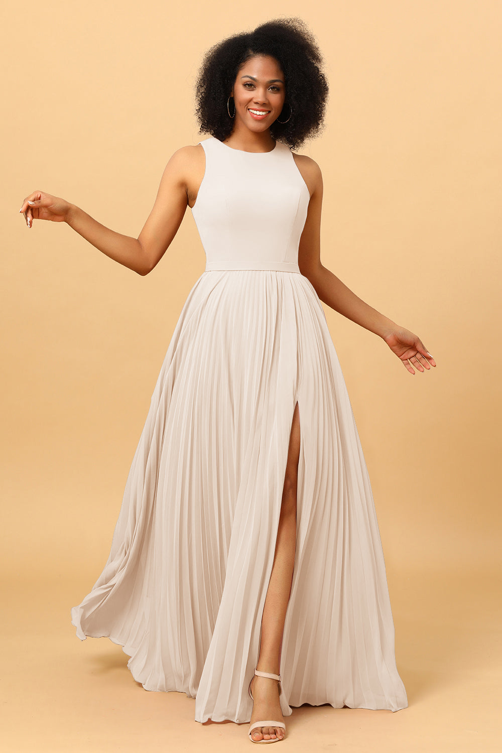 Wedtrend Women A Line High Neck Pleated Long Chiffon Bridesmaid Dress with Ruffles Formal Dress WEDTREND Wedtrend Women A Line High Neck Pleated Long Chiffon Bridesmaid Dress with Ruffles Formal Dress WEDTREND
