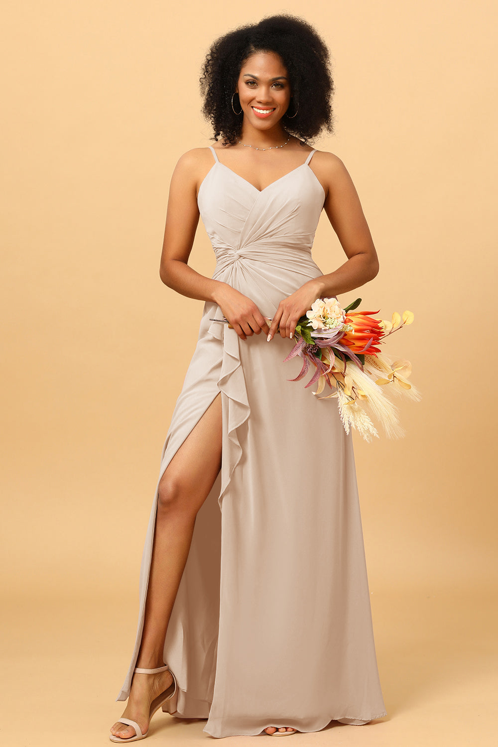 long bridesmaid dresses champagne Modest Champagne Bridesmaid Dresses Long Sleeves Lisposa