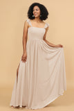 A-Line Floor Length Chiffon Bridesmaid Dress With Ruffles