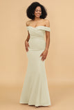 Off the Shoulder Mermaid Ruched Chiffon Bridesmaid Dress