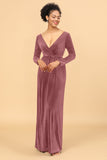 Sheath Deep V-Neck Backless Floor-Length Velvet Bridesmaid Dress