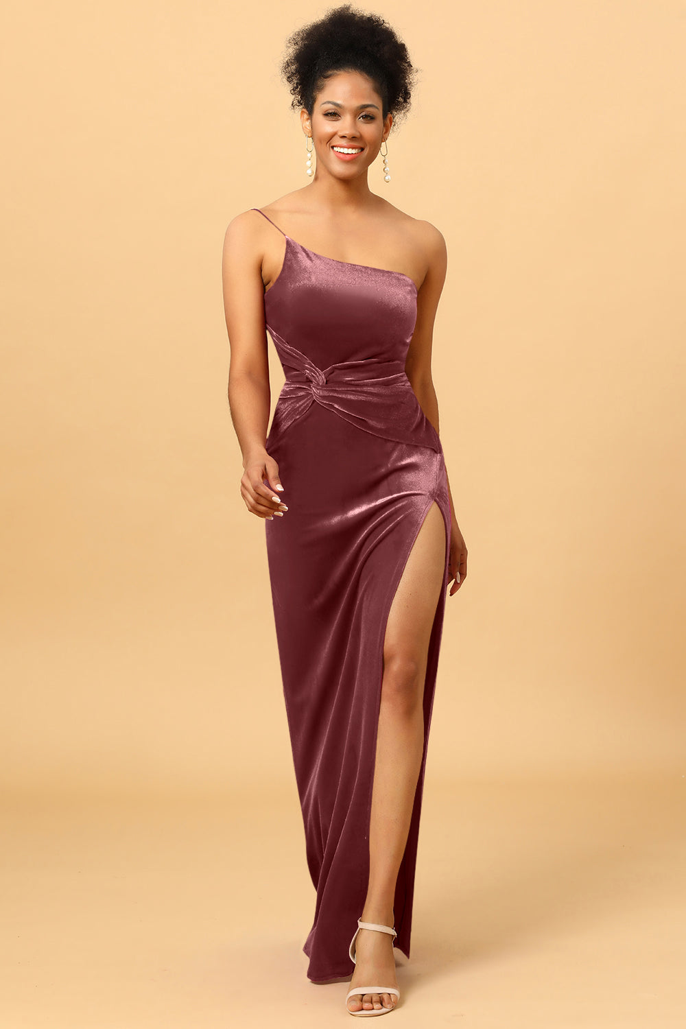 Wedtrend Women Bridesmaids Mermaid One Shoulder Long Velvet Bridesmaid Formal Evening Dress with Slit WEDTREND Wedtrend Women Bridesmaids Mermaid One Shoulder Long Velvet Bridesmaid Formal Evening Dress with Slit WEDTREND