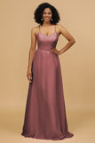 Sheath/Column Spaghetti Straps Long Chiffon Bridesmaid Dress