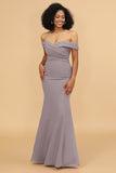 Off the Shoulder Mermaid Ruched Chiffon Bridesmaid Dress