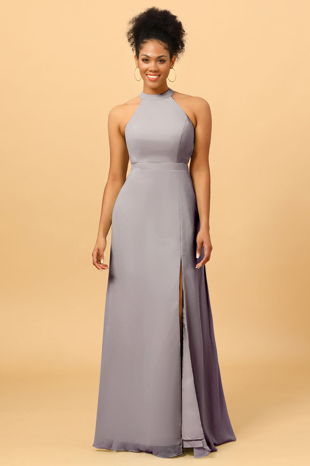 Wedtrend Women Long Chiffon Bridesmaid Dress with Slit Halter Open Back Formal Wedding Party Dress WEDTREND Wedtrend Women Long Chiffon Bridesmaid Dress with Slit Halter Open Back Formal Wedding Party Dress WEDTREND