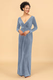 Sheath Deep V-Neck Backless Floor-Length Velvet Bridesmaid Dress