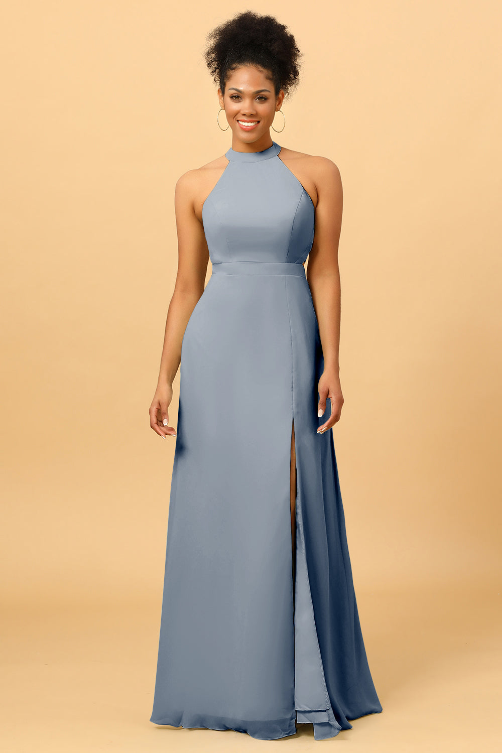 Wedtrend Women Long Chiffon Bridesmaid Dress with Slit Halter Open Back Formal Wedding Party Dress WEDTREND Wedtrend Women Long Chiffon Bridesmaid Dress with Slit Halter Open Back Formal Wedding Party Dress WEDTREND