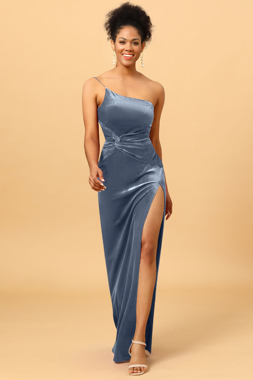 Wedtrend Women Bridesmaids Mermaid One Shoulder Long Velvet Bridesmaid Formal Evening Dress with Slit WEDTREND Wedtrend Women Bridesmaids Mermaid One Shoulder Long Velvet Bridesmaid Formal Evening Dress with Slit WEDTREND